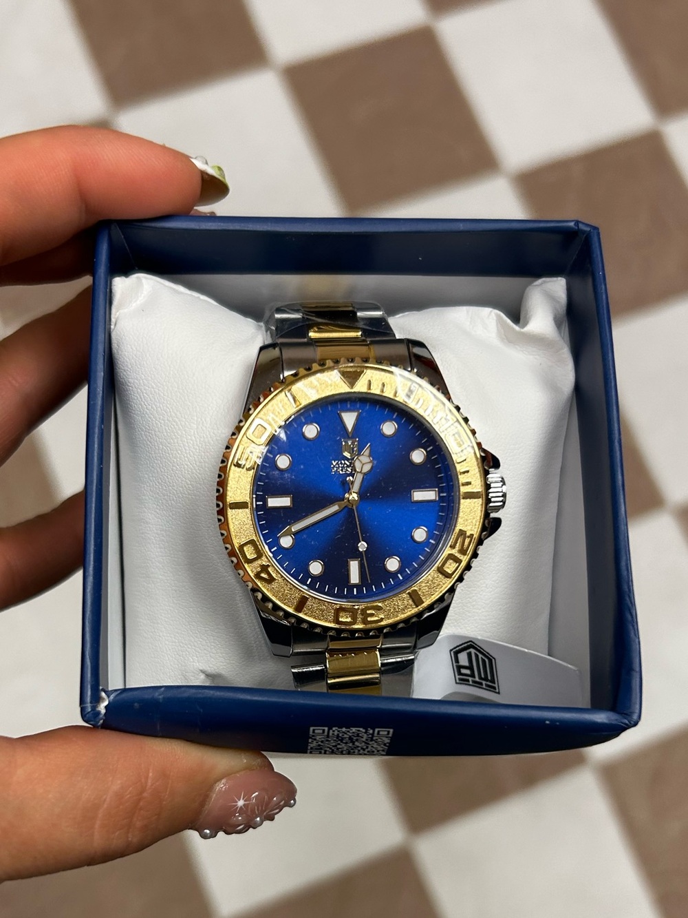 Invicta Montres Pristige Two-Tone Gold and Blue Men's Stainless Steel Watch